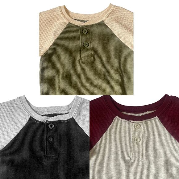 Toddler Boys Raglan Long Sleeves Bodysuit 24M Set of 3 Crewneck Snap/Button-up - Picture 4 of 7